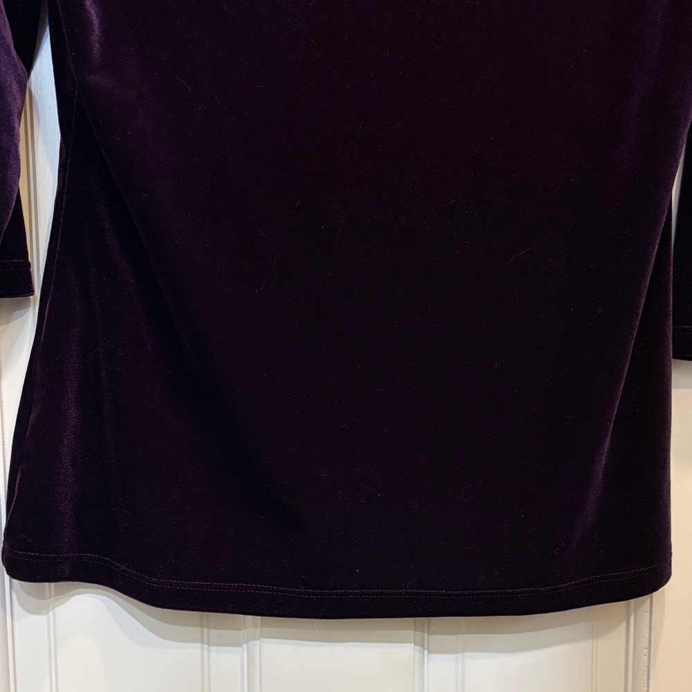 Luxurious Velvet Top in Deep Purple with Satiny Neckline - Picture 5 of 7